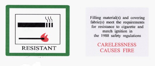 Label for cigarette and match resistant.